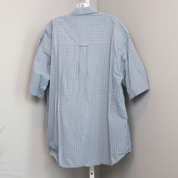 Columbia XL Short Sleeve Button-Up Shirt Blue Plaid Cotton - Picture 2 of 8